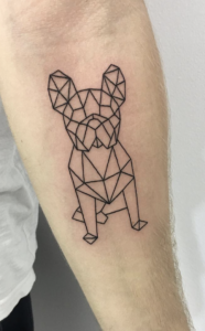 geometric french bulldog tattoo